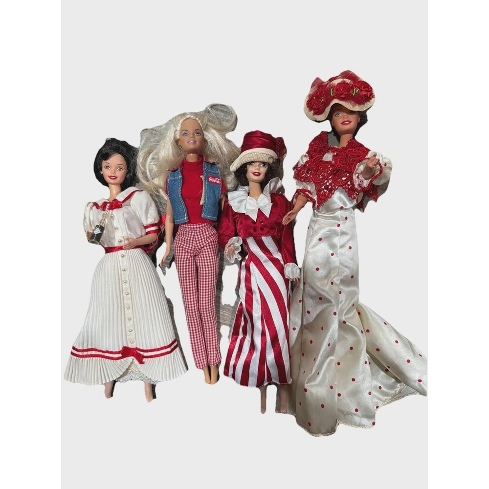 Vintage Coca-Cola Barbie Doll Lot of 4 Soda Fountain Sweetheart Victorian Red